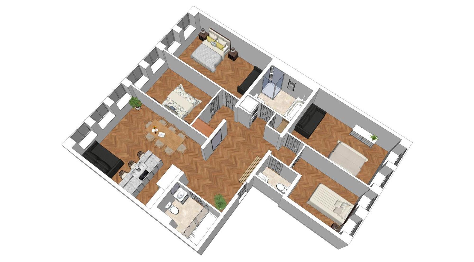 Flatista Homes - Station - 4 Br Appartement